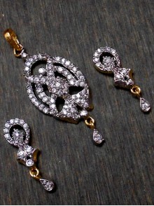 CZ Pendant With Earrings